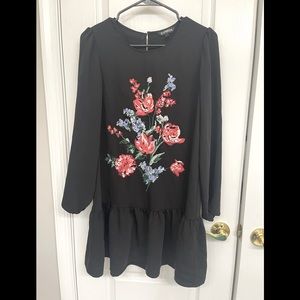 Black Embroidered Dress from Express Size M